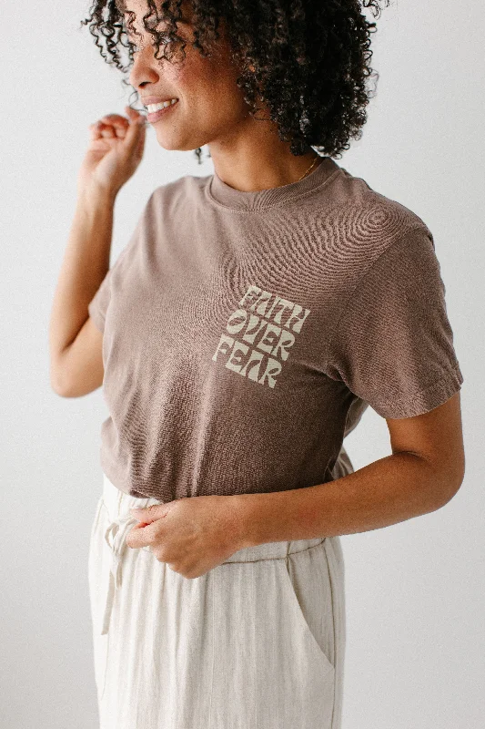 'Faith Over Fear' Comfort Colors Graphic Tee in Brown