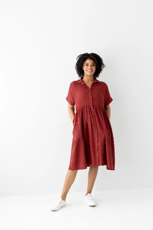 'Lisa' Cotton Gauze Shirtdress