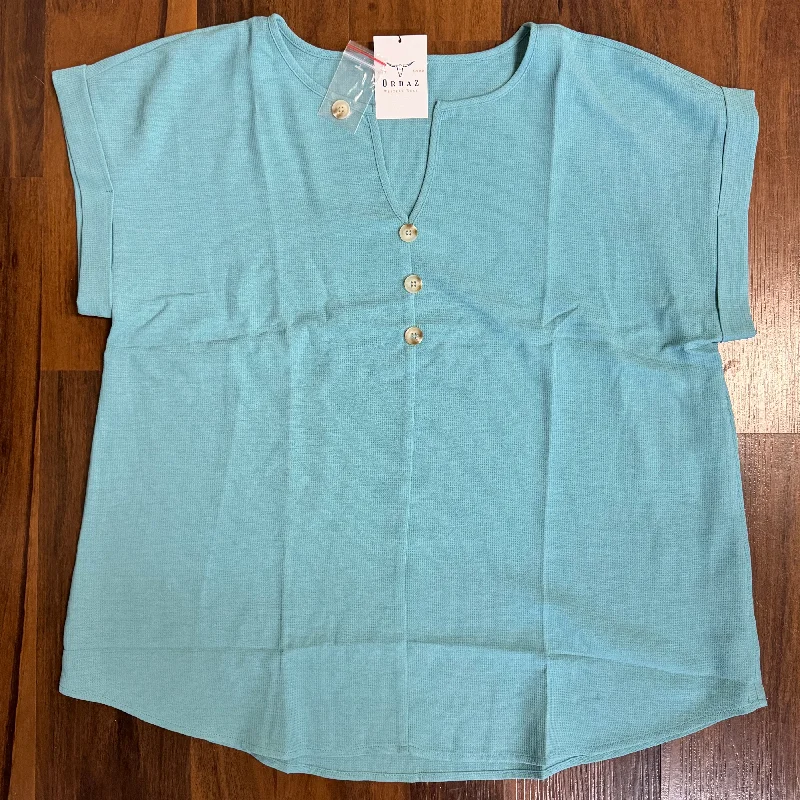 Mint Button Front Top