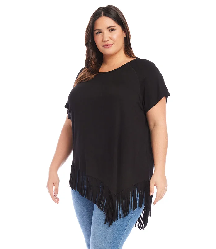 Plus Size Angled Fringe Top