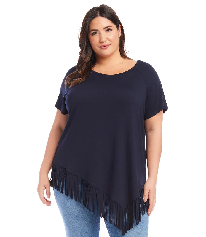 Plus Size Angled Fringe Top