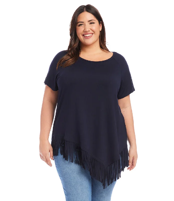 Plus Size Angled Fringe Top