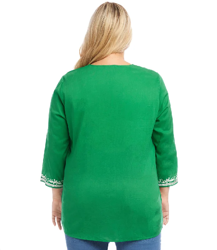 Plus Size Embroidered Tunic