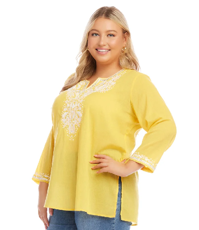 Plus Size Embroidered Tunic