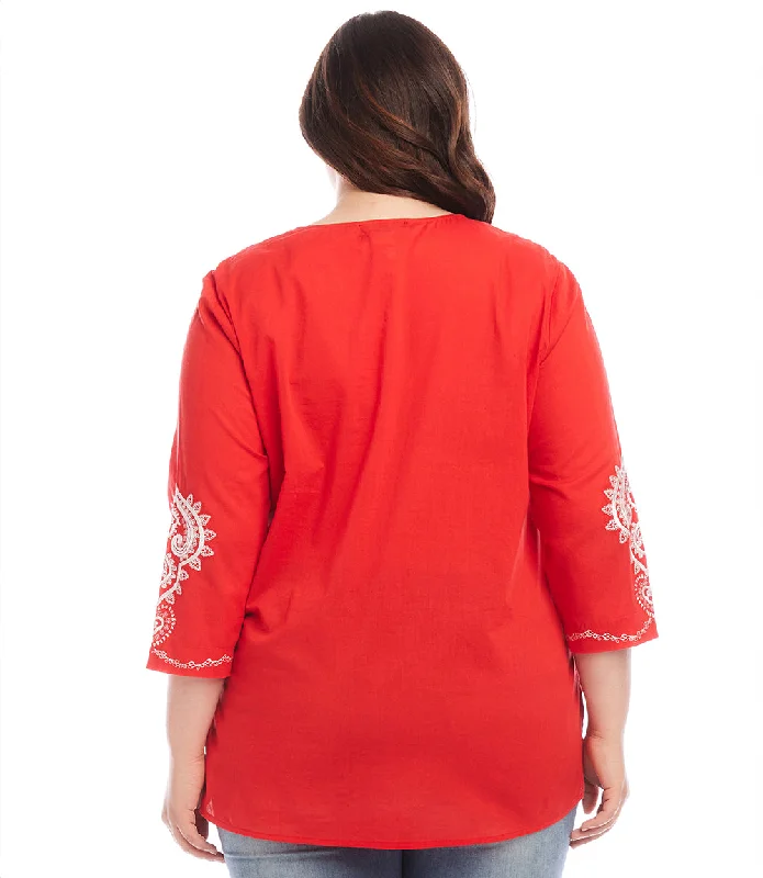 Plus Size Embroidered Tunic