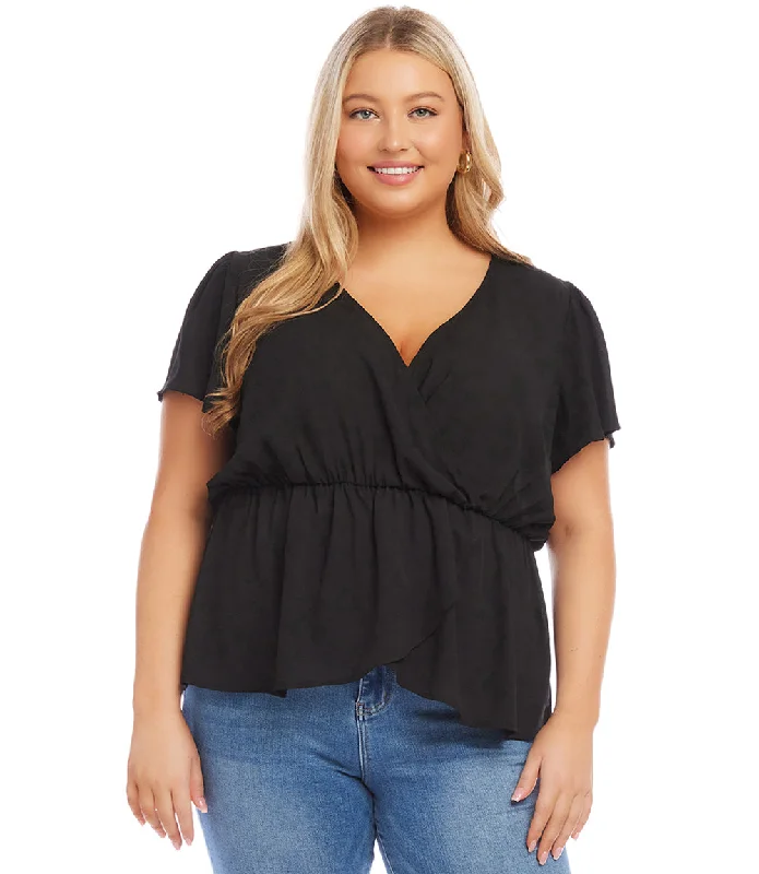 Plus Size Faux Wrap Top