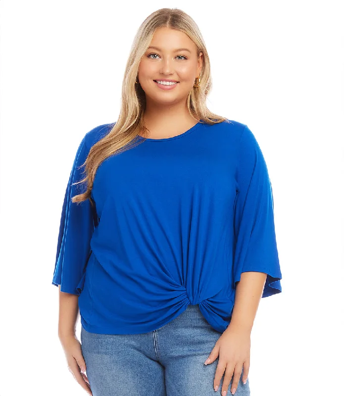 Plus Size Flare Sleeve Pick Up Top