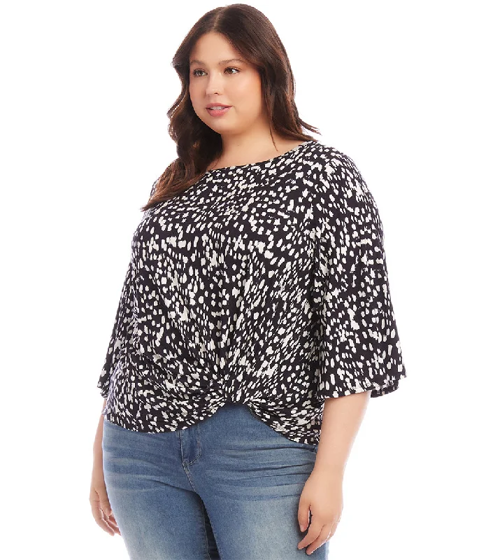 Plus Size Flare Sleeve Pickup Top