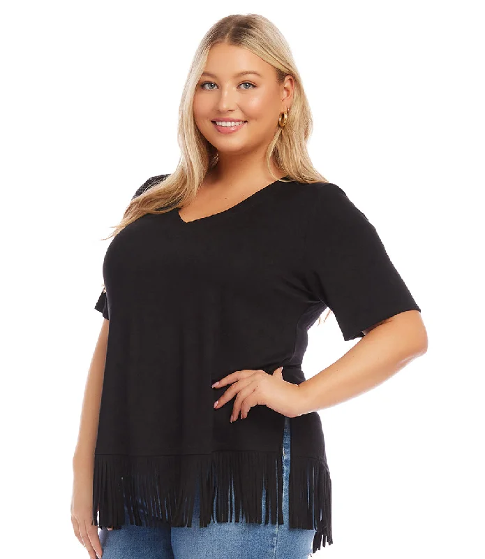 Plus Size Fringe Hem Top