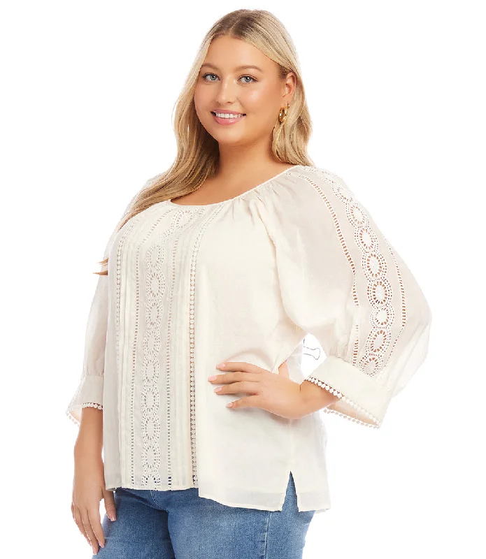 Plus Size Lace Inset Top