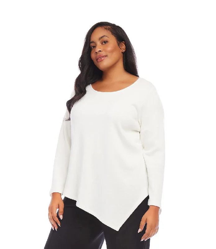 Plus Size Long Sleeve Asymmetric Top