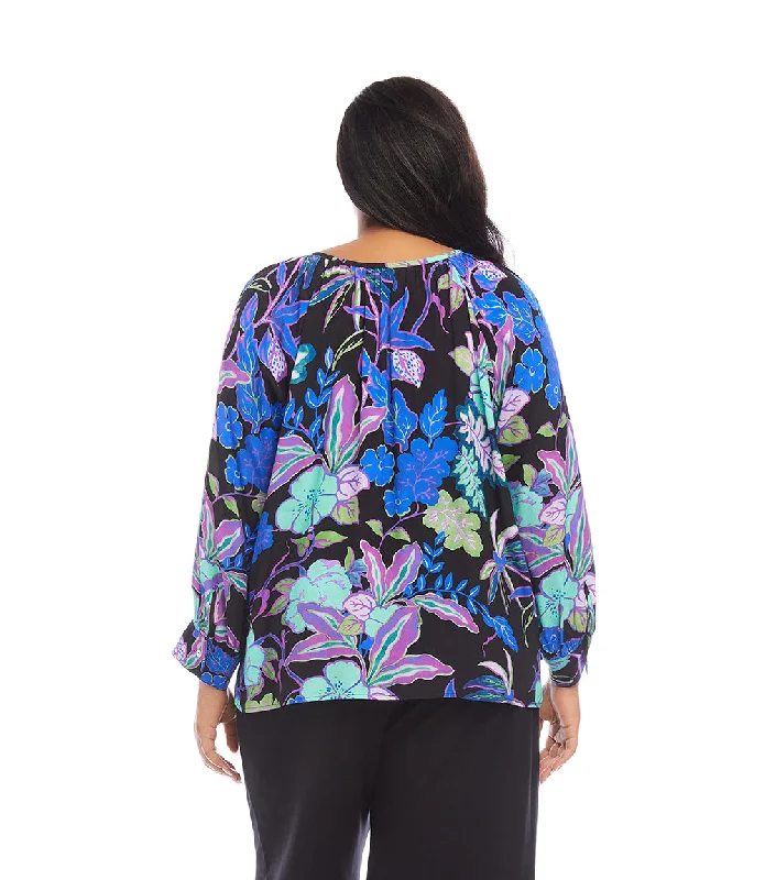 Plus Size Long Sleeve Peasant Top