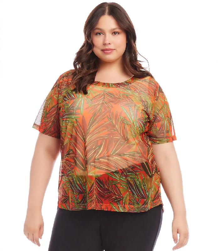 Plus Size Short Sleeve Mesh Top