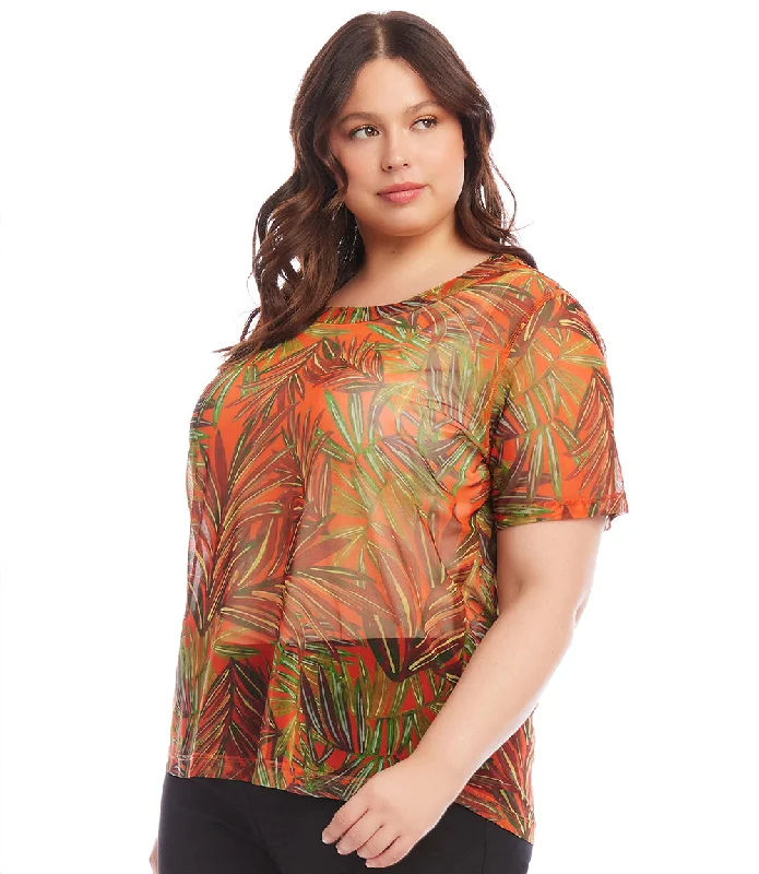 Plus Size Short Sleeve Mesh Top