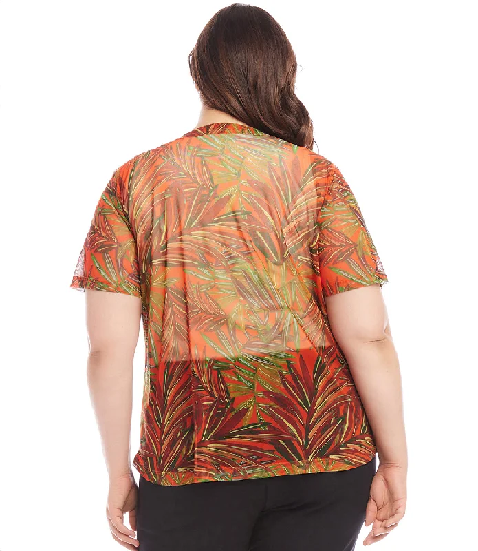 Plus Size Short Sleeve Mesh Top