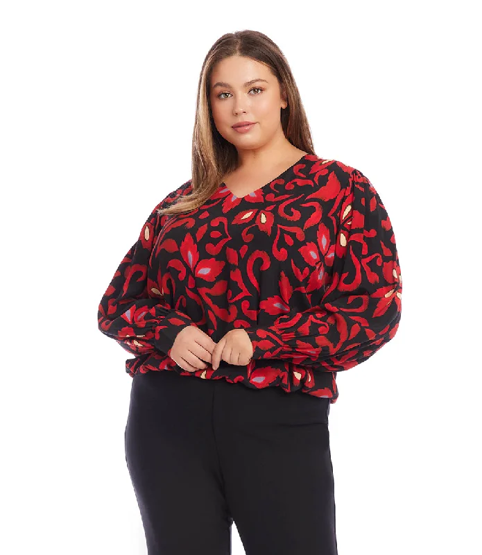 Plus Size V-Neck Blouse