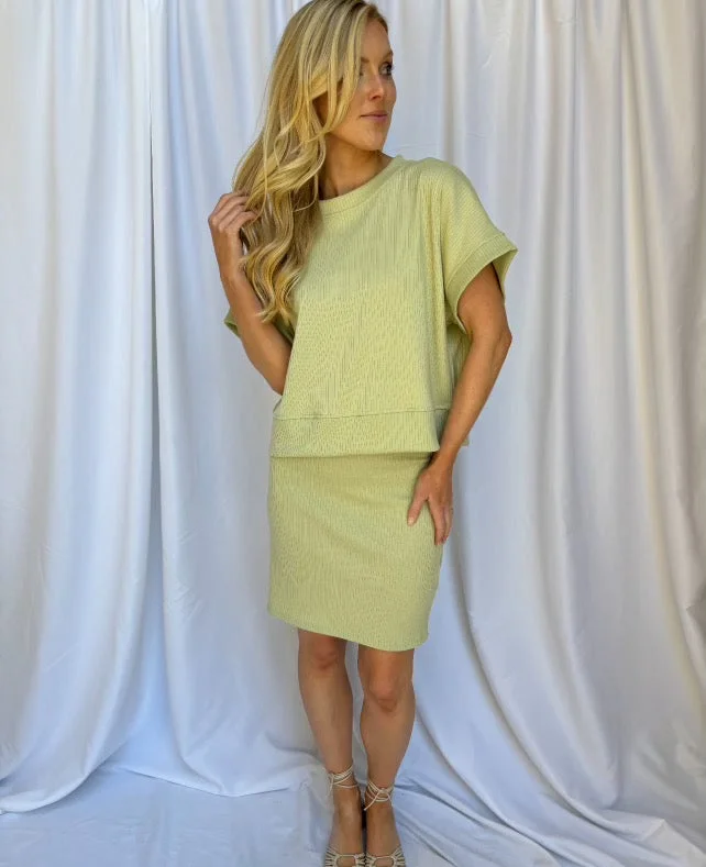 Sets - Ribbed Celery Green Skirt and Top