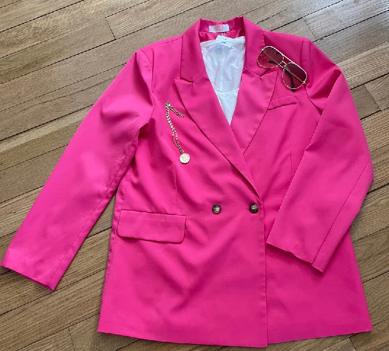 Tops-Hot Pink Blazer