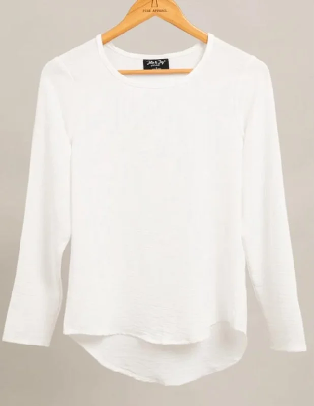 Tops-Long Sleeve White Top