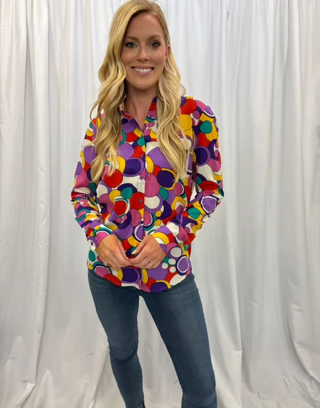 Tops- Multi Colored Polka Dot Blouse