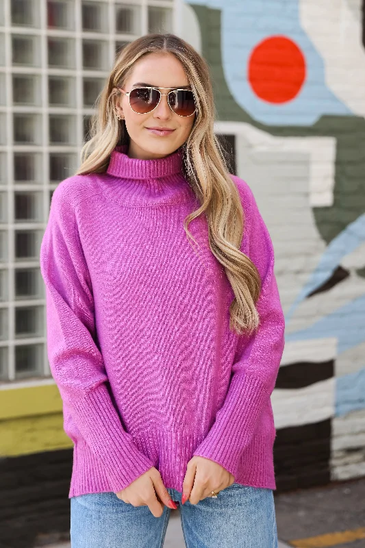 FINAL SALE - Updated Aesthetic Plum Turtleneck Oversized Sweater - DU DEAL