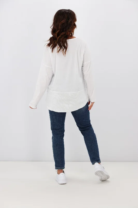 Elm Fundamental Rib L/S Tee White