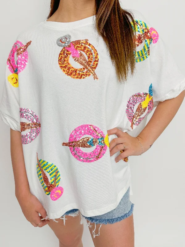 Oversized Sequin Pool Float Graphic Tee