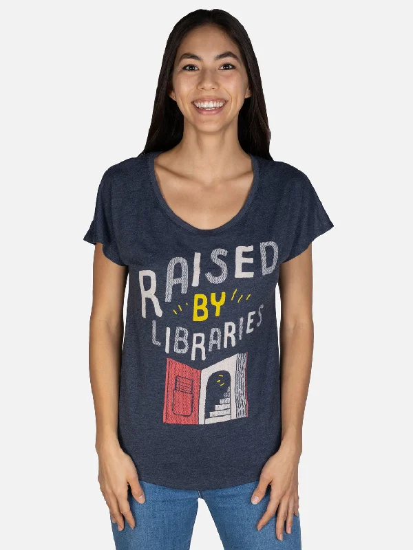 Raised by Libraries Women’s Relaxed Fit T-Shirt (Vintage Navy)