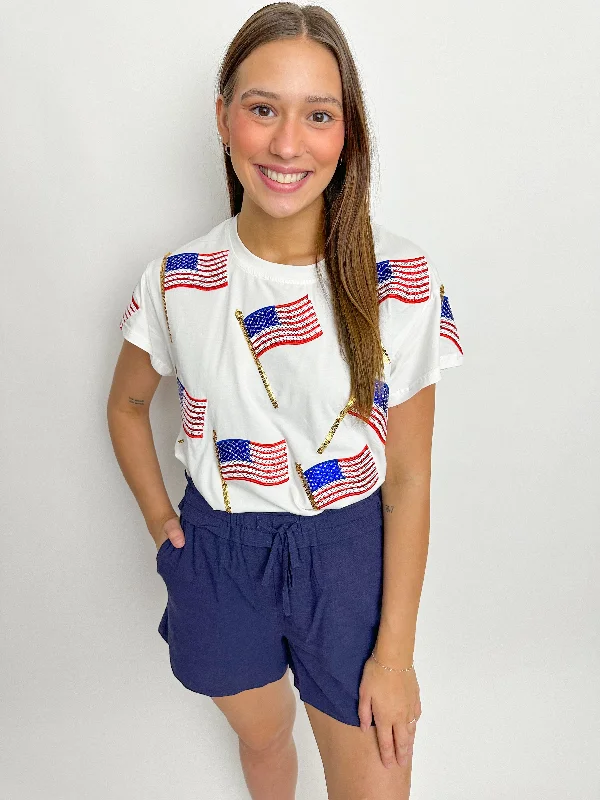 Scattered Metallic American Flag Tee