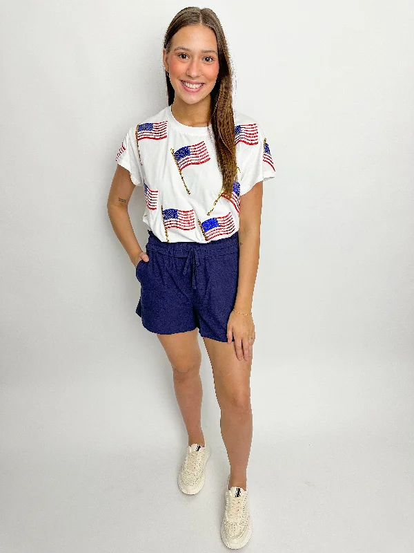 Scattered Metallic American Flag Tee