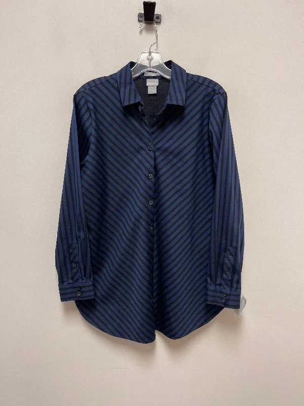 Blouse Long Sleeve By Chicos In Navy, Size: M