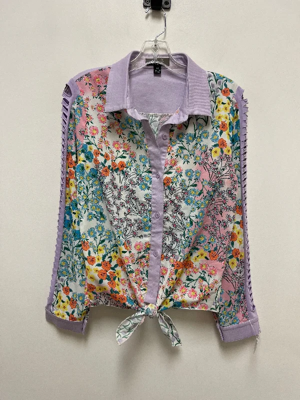 Blouse Long Sleeve By Clothes Mentor In Floral Print, Size: M