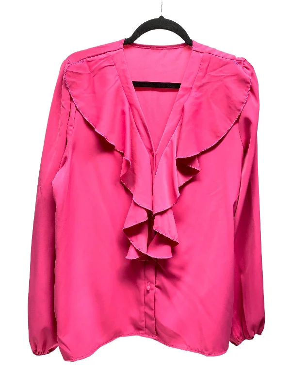 Blouse Long Sleeve By Clothes Mentor In Pink, Size: Xl