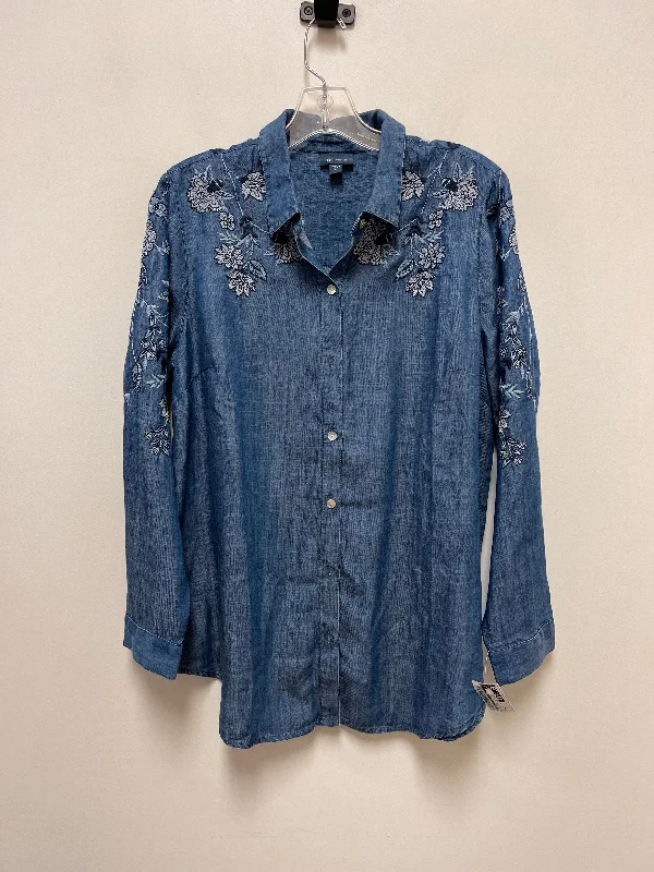 Blouse Long Sleeve By J. Jill In Blue Denim, Size: M