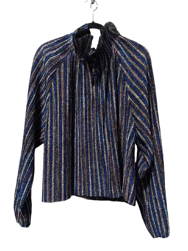 Blouse Long Sleeve By Karlie In Multi-colored, Size: L