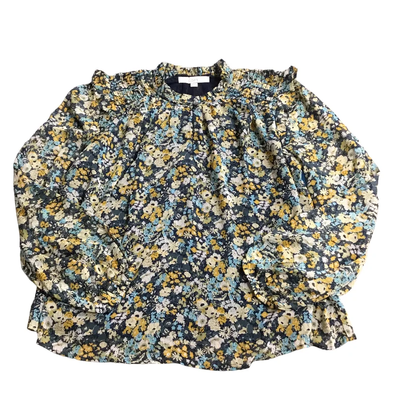 Blouse Long Sleeve By Loft In Floral, Size: M