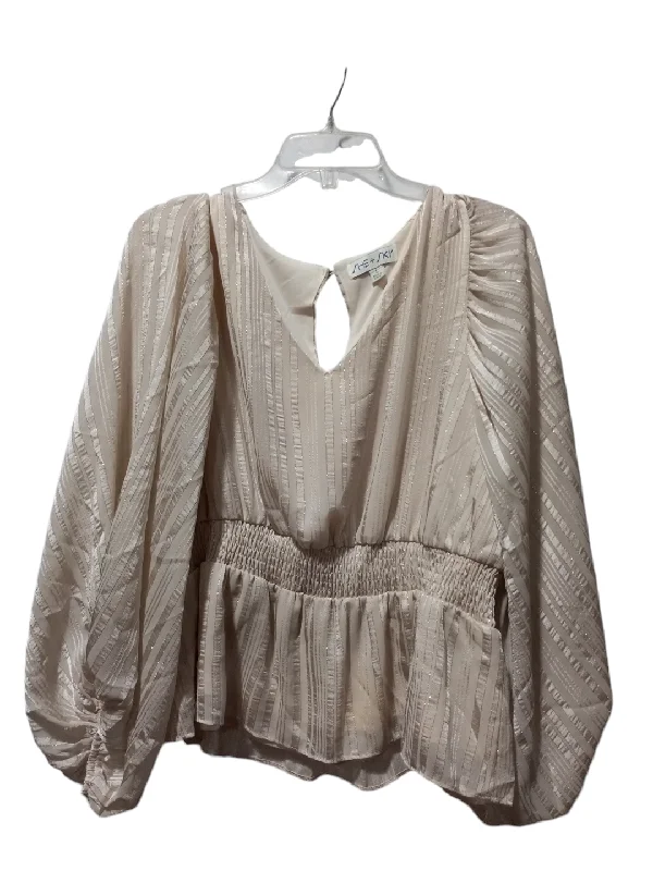 Blouse Long Sleeve By She + Sky In Cream, Size: L