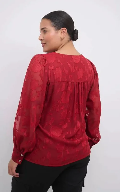 Kaffe Curve - Tulle Blouse in Sun-Dried Tomato