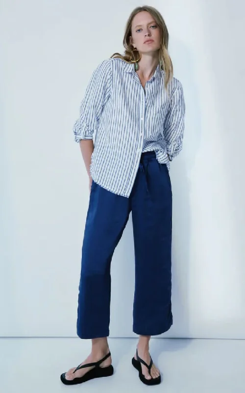 Melissa Nepton- Keny Navy Stripe Linen Blouse