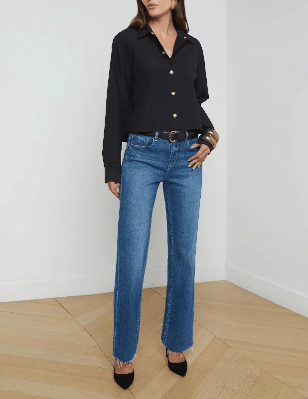 L'Agence Cosette Cropped High Low Blouse