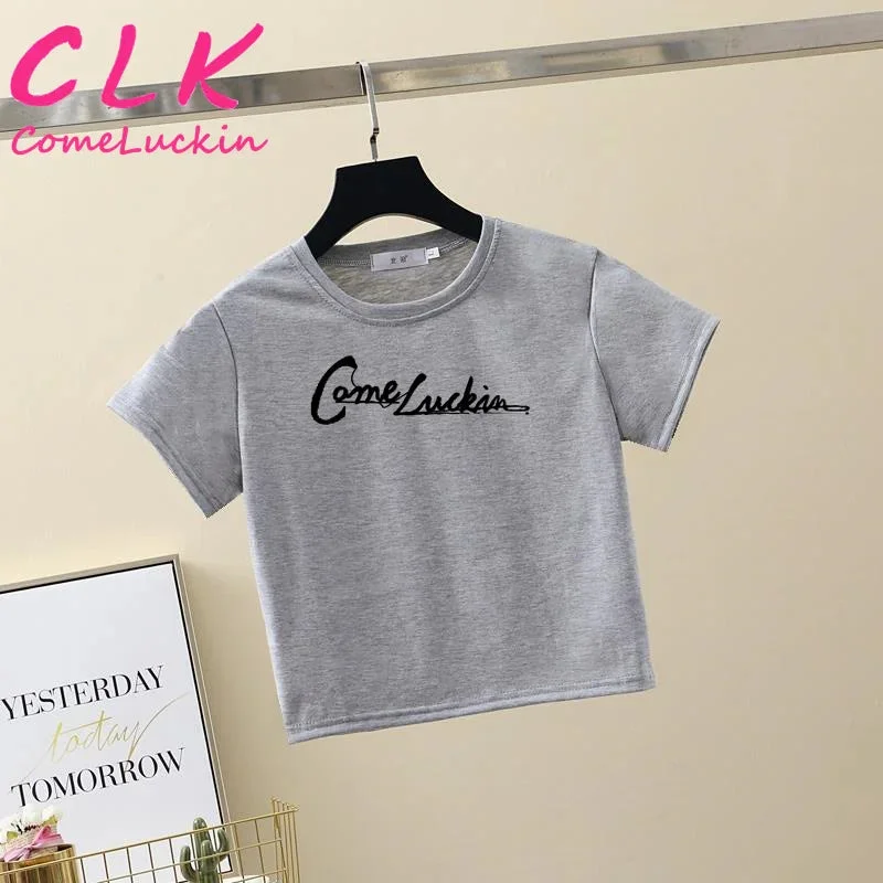 2023 Wholesale Women Custom Logo Print Shirt In Stock Crop Top Women T-shirt Custom Crop Tops