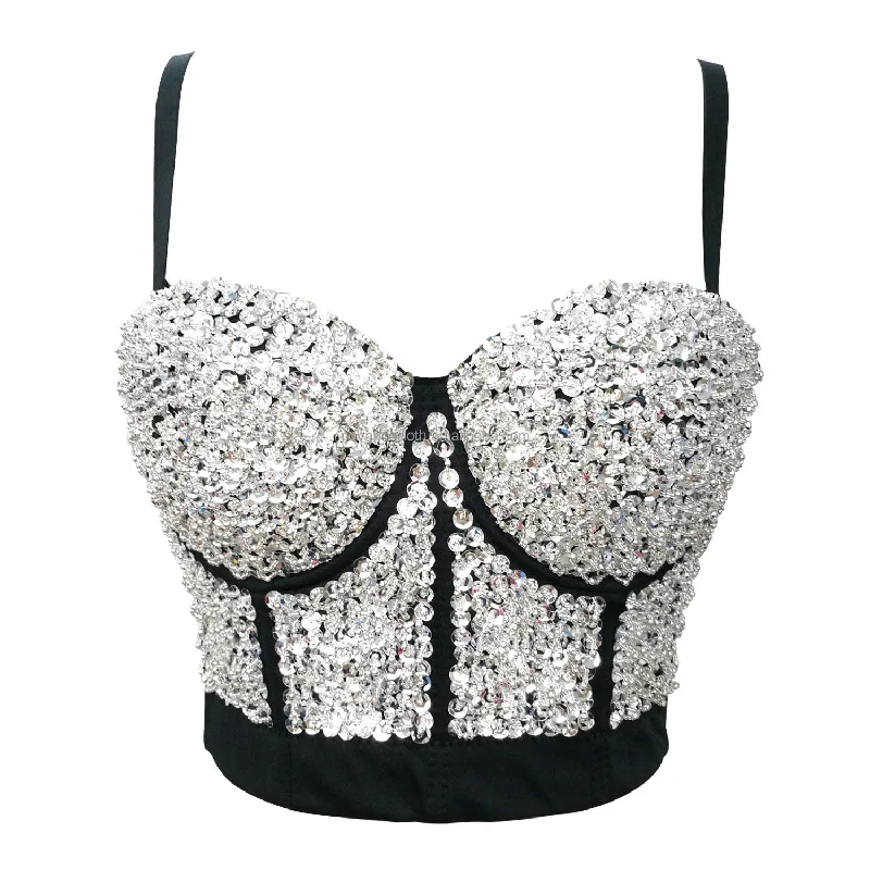 Alibaba Trends Girl Rhinestone Tank Top Rhinestone Women Sex Tube Top Vest For Women Camisole Bustier Corset Couture Crop Tops