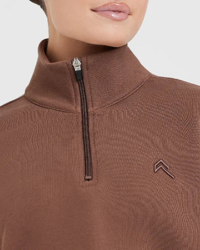 All Day Crop 1/4 Zip Sweatshirt | Chestnut