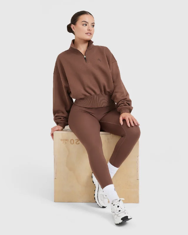 All Day Crop 1/4 Zip Sweatshirt | Chestnut