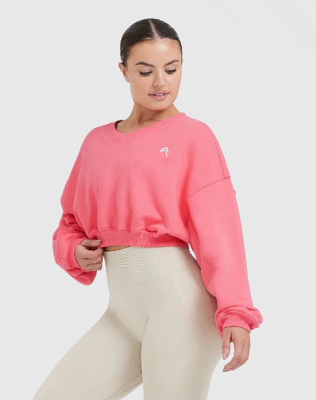 All Day Lightweight Oversized V-Neck Sweatshirt | Amplify Pink