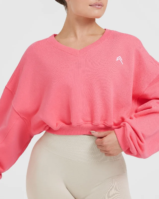 All Day Lightweight Oversized V-Neck Sweatshirt | Amplify Pink