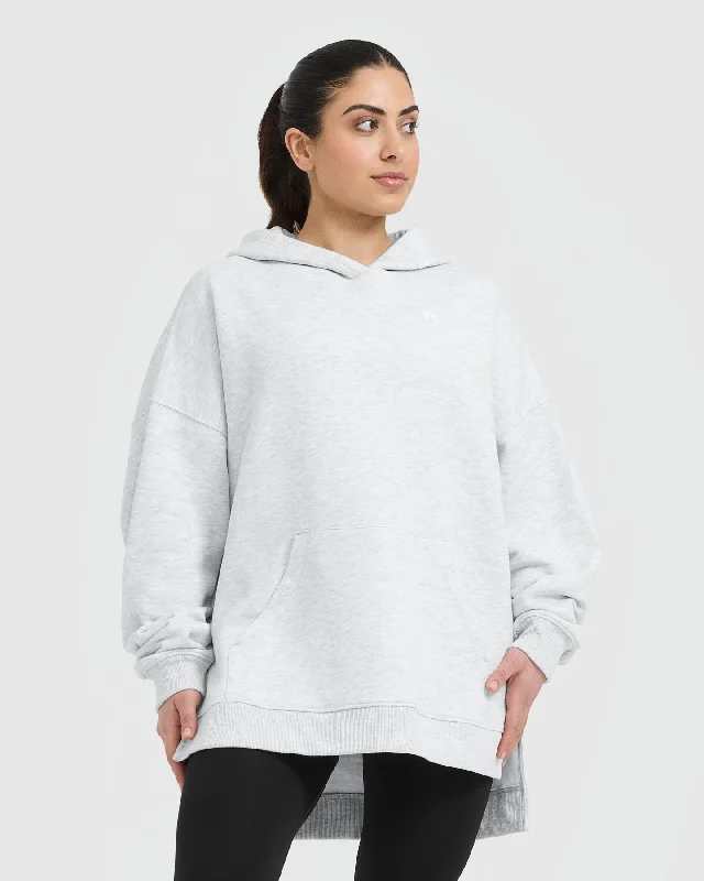 All Day Longline Hoodie | Light Grey Marl