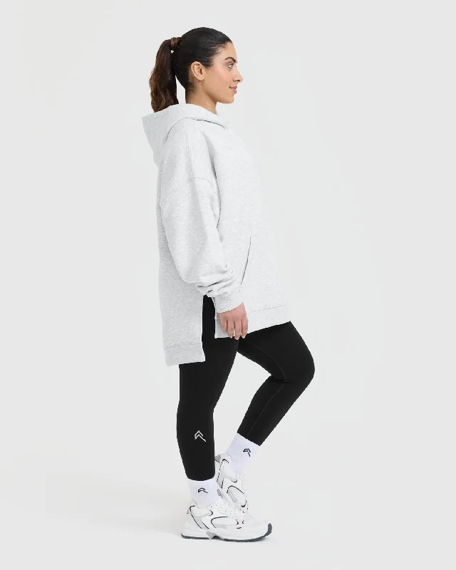 All Day Longline Hoodie | Light Grey Marl