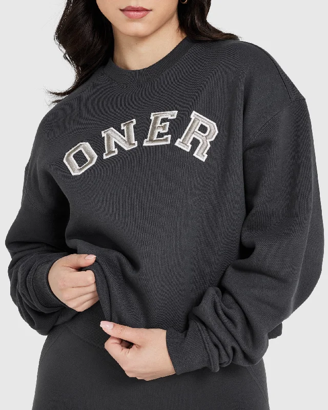 All Day Varsity Oversized Sweatshirt | Coal