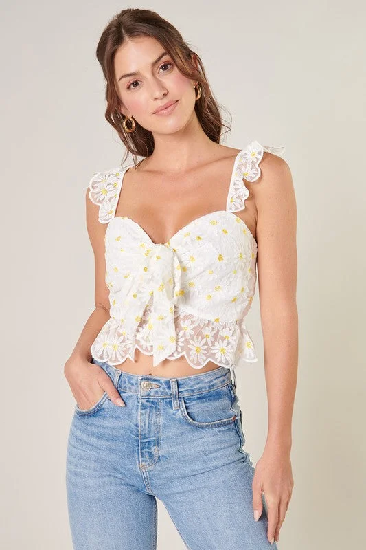 Cassiopeia Ruffle Front Tie Crop Top